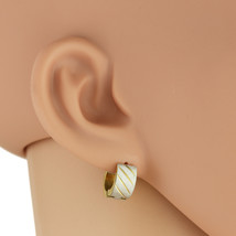 Two Tone (Silver &amp; Gold Tone) Huggie Hoop Earrings - £17.17 GBP