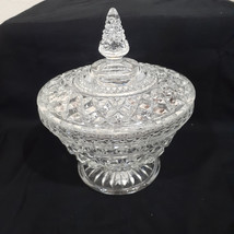 Vintage Anchor Hocking Wexford Clear Criss Diamond Pattern Cross Candy Dish with - £26.25 GBP