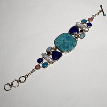 Whitney Kelly Multistone 925 Sterling Silver 17 Stones Bracelet Adjustable 7-8&quot; - £100.53 GBP