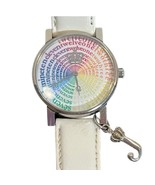 Juicy Couture Watch Rainbow Number Face Silver J Charm White Leather Strap - $114.72 CAD
