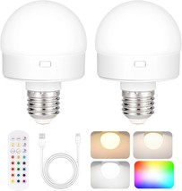 Rechargeable Battery Operated Light Bulb With Remote Control 2 Packs,, H... - $31.94