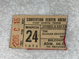 THE ALLMAN BROTHERS BAND 1973 CONCERT TICKET  STUB  FORT WORTH TEXAS Dua... - $24.80