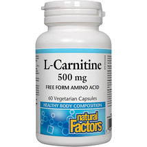 Natural Factors, L-Carnitine 500 mg, Energy Support, 60 Capsules - $18.95