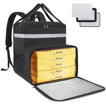 Expandable Insulated Hot Pizza Bags For Delivery Bike, Large Leakproof, Black. - £36.89 GBP