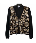 Joseph A. Black Lightweight cardigan with ivory sequin floral design wom... - $357.91 MXN