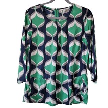 Boden Blue &amp; Green Pleated Cotton Womens Blouse Top Size 8 - £17.20 GBP