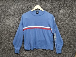 Vintage Runner Up Argo Shirt Adult Blue Striped 80s Long Sleeve Crew Nec... - £21.71 GBP
