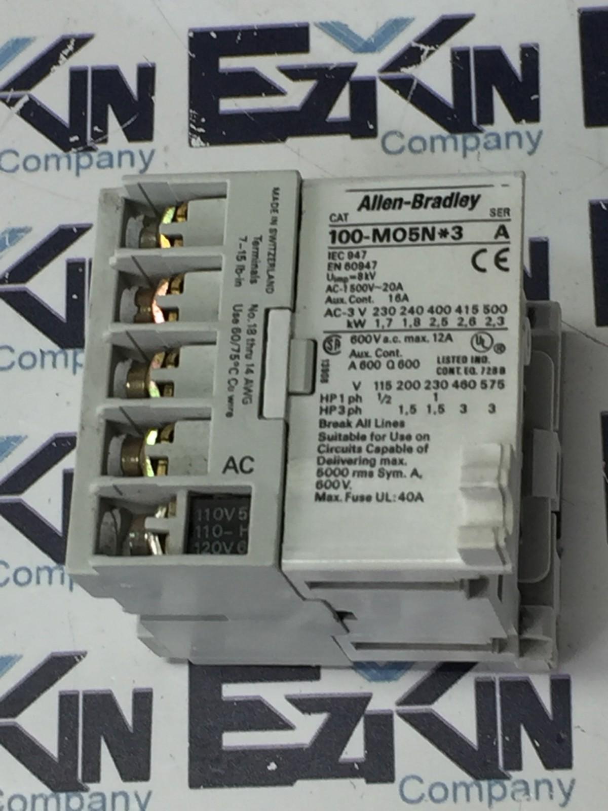 Allen-Bradley 100-MO5N*3 SER. A 110V Contactor 110VDC Coil 12Amp  - $17.50