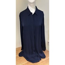 Quince Women&#39;s Small Washable Stretch Silk Shirt Dress in Navy Blue miss... - $29.99