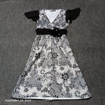 Maurices Dress Women XS Black Floral Blouson Flutter Sleeve Belted Cute ... - $11.47