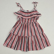 Janie and Jack Girl&#39;s 7 Striped Dress Americana Red White and You Blue Stripe - £17.93 GBP