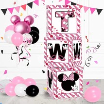 2Nd Birthday Party Favors Balloon Boxes Supplies For Baby, Girls 3Pcs Pink Mouse - $33.99