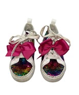 JoJo Siwa Girls Sparkly Sequin Shoes Sneakers w/ Big Pink Bows Sz 1 Big ... - £11.34 GBP