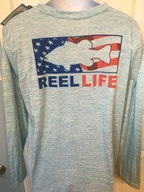 Mens Reel Life Americana Fish Cutout Long Sleeve Performance T-Shirt - X... - $21.99