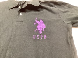 U.S. Polo Assn. USPA Big Pony Purple Short Sleeve Black Polo Shirt Medium Mens - £10.51 GBP