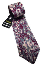 Batik Neck Tie Wide 3.6&quot; Malaysia Maroon Gray Pale Pink 57.55&quot; Abstract ... - $20.32
