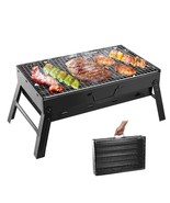 BBQ Barbecue Grill Large Folding Portable Charcoal Stove Camping Garden ... - $51.99