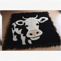 MooMatLatch: A Fun DIY Dairy Cow Rug Kit for Adults! Crochet, Embroider &amp; Hook Y - $79.15