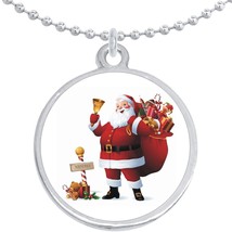 Santa Claus Christmas Gifts Round Pendant Necklace Beautiful Fashion Jewelry - £8.50 GBP