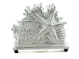 Rustic Whitewashed Cast Iron Seashell Napkin Holder 7&quot;&quot; - $353.82 MXN