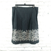 LOFT Skirt Womens Petite 12P Black White Polka Dot Floral A-Line Knee Line - £17.30 GBP