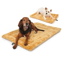 Golden Tan Sand Dog Crate Mat Bed Comfortable Durable Soft Double Sided Plush (L - £21.59 GBP+