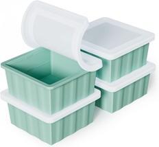 Silicone Freezer Trays with Lids 2-Cup Soup Molds Food Portion 4-Pack Me... - $26.95