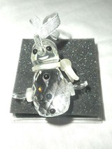 Snowman Solid Glass Crystal Cut Ornament In Cube Clear Living Quarters Hand Cut - £23.50 GBP