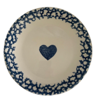 Folk Craft By Tienshan Hearts Blue Sponge Dinner Plate 10 1/2&quot; Vintage - £10.01 GBP