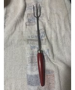 Vintage Red Wooden Handle 3 Prong Hay Style Meat Fork 13.5” - $14.85