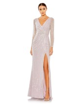 Mac Duggal 93660 Long Sleeve Sequin Faux Wrap Gown Sz 4 Lavender $598 - £187.49 GBP