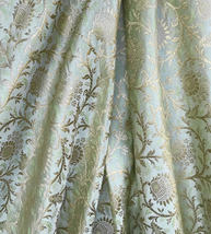 Indian Banarasi Brocade fabric Sage Green & Gold Fabric Wedding Fabric -NF640 - £5.87 GBP - £8.61 GBP