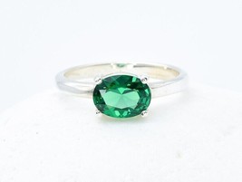 Natural Emerald Ring 6 Ct Genuine Emerald Promise Ring Silver Emerald Ring - £46.93 GBP