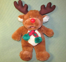 24&quot; Vintage Walmart Red Nosed Reindeer Stuffed Animal Red Plaid Scarf Plush Toy - £19.57 GBP