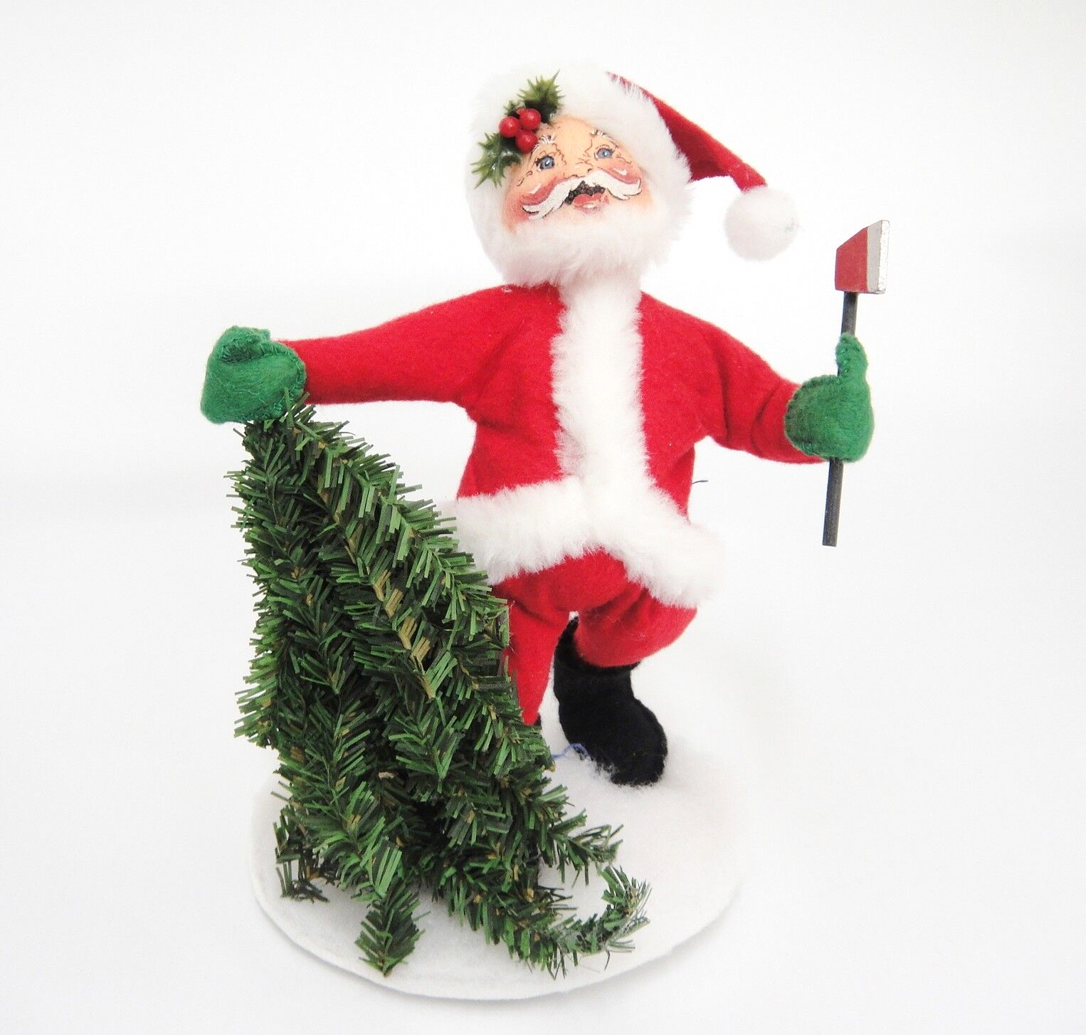 Primary image for Annalee Dolls 1992 Santa Cutting Down Christmas Tree Holds Greenery and Ax #5232