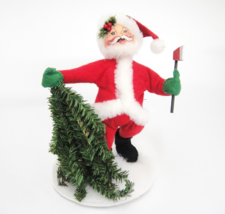 Annalee Dolls 1992 Santa Cutting Down Christmas Tree Holds Greenery and Ax #5232 - $14.10