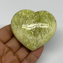 107g, 2.3&quot;x2.6&quot;x0.9&quot; Green Serpentine Heart Polished Gemstones, B33857 - $24.74
