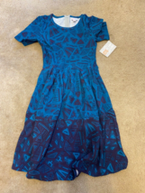 New with Tags LulaRoe Amelia Dress XS Dk Blue Lgt  Aztec print double dipped - £16.24 GBP