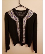 Work In Progress/Gladys Bagley Womens Jeweled Cardigan Black Size S - $13.41