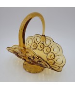 Vintage L.E. Smith Art Glass Amber Honey  Moon and Stars Fruit Basket Ha... - $27.06 CAD