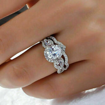 Pear Cut 3.25Ct Simulated Diamond Engagement Ring Set 14K White Gold in Size 7 - £245.74 GBP
