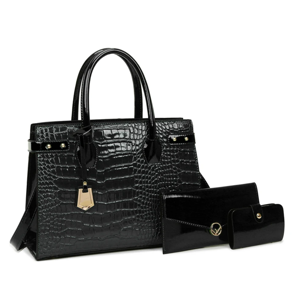 Pantent Leather Women Messenger Bags Crocodile  Crossbody Shoulder Hand bags For - £39.07 GBP