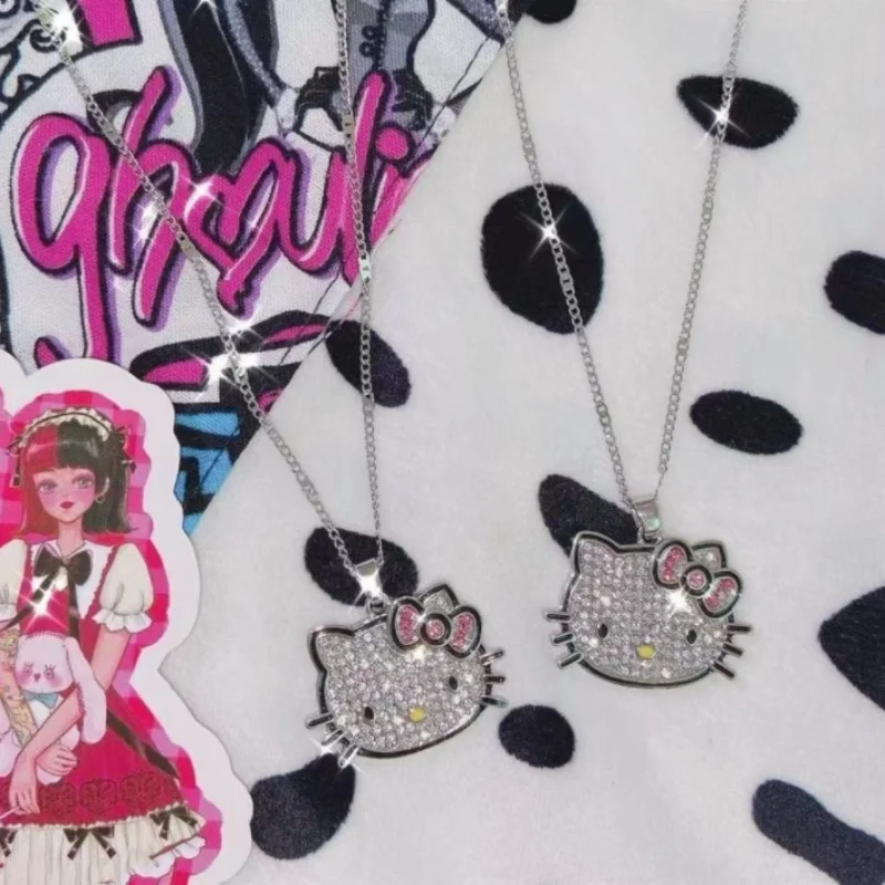 Kawaii Sanliou Cartoon Hello Kitty Couple Necklace Anime KTM Girl Decoration - £8.47 GBP