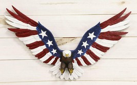 Freedom Glory Large Flying American Flag Tattoo Bald Eagle Wall Plaque Decor - £64.13 GBP