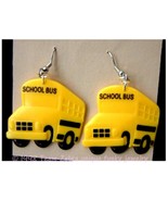 Huge Funky Yellow SCHOOL BUS EARRINGS Driver Teacher Mom Charms Costume ... - £5.39 GBP