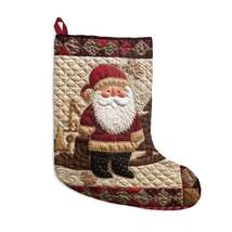 Santa Claus Christmas Farmhouse Quilt: Cozy with Checkered Borders - Christmas S - £24.24 GBP