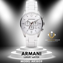 Emporio Armani Men&#39;s Chronograph Watch Tazio Stainless Steel White AR5859 - £103.80 GBP