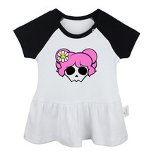 Lovely pink hair skull Newborn Baby Girls Dress Toddler Infant Cotton Clothes - £10.41 GBP