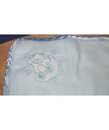 Cutie Pie baby blanket solid light blue moon bear stars corner fleece sa... - £7.77 GBP
