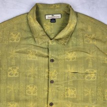 Vintage Tommy Baham Silk Shirt XL Green Hawaiian Floral Short Sleeve Cam... - $31.18